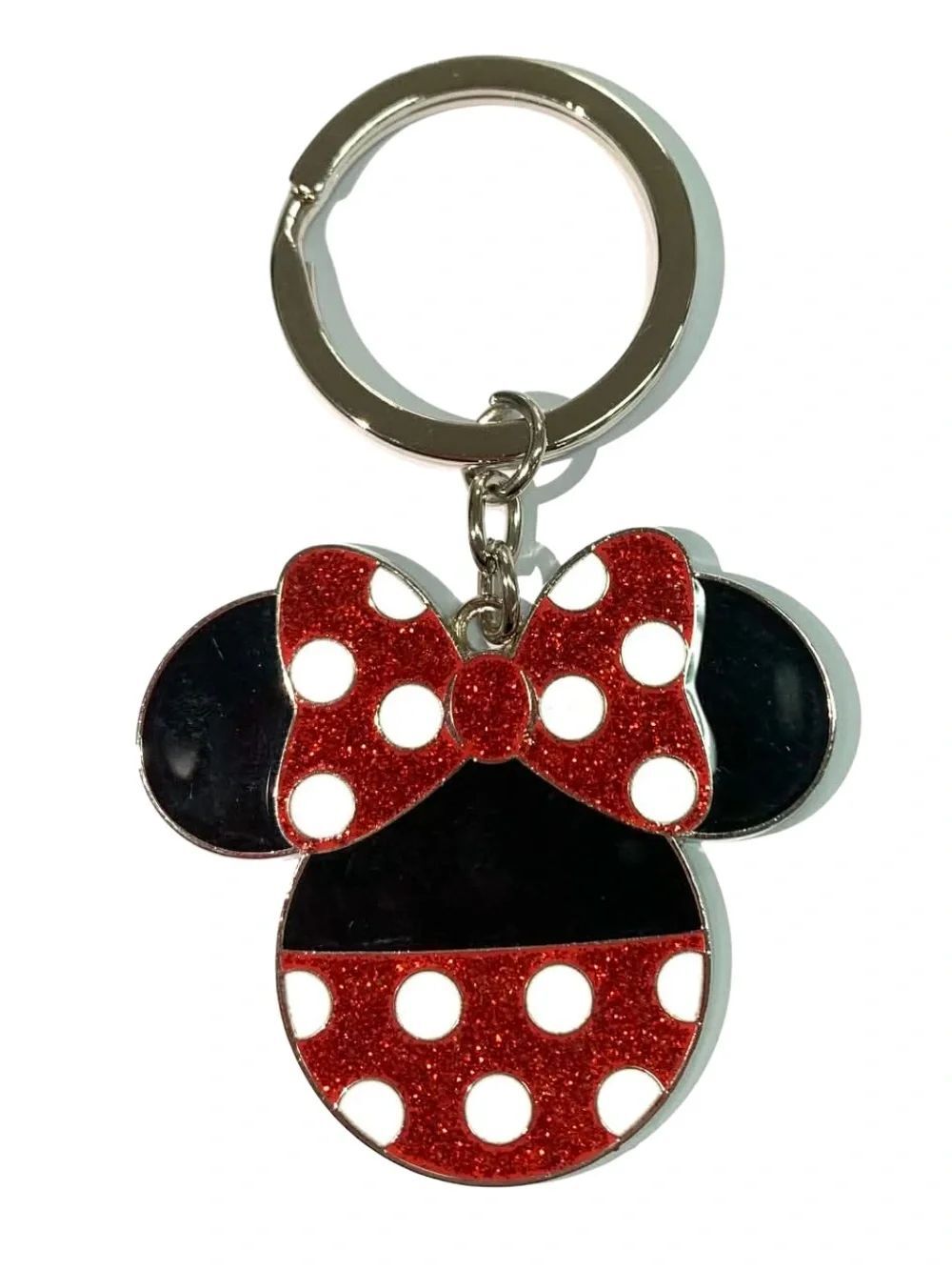 New Disney Polka Dot Minnie Mouse Keychain - Red, Black, White Bag Charm